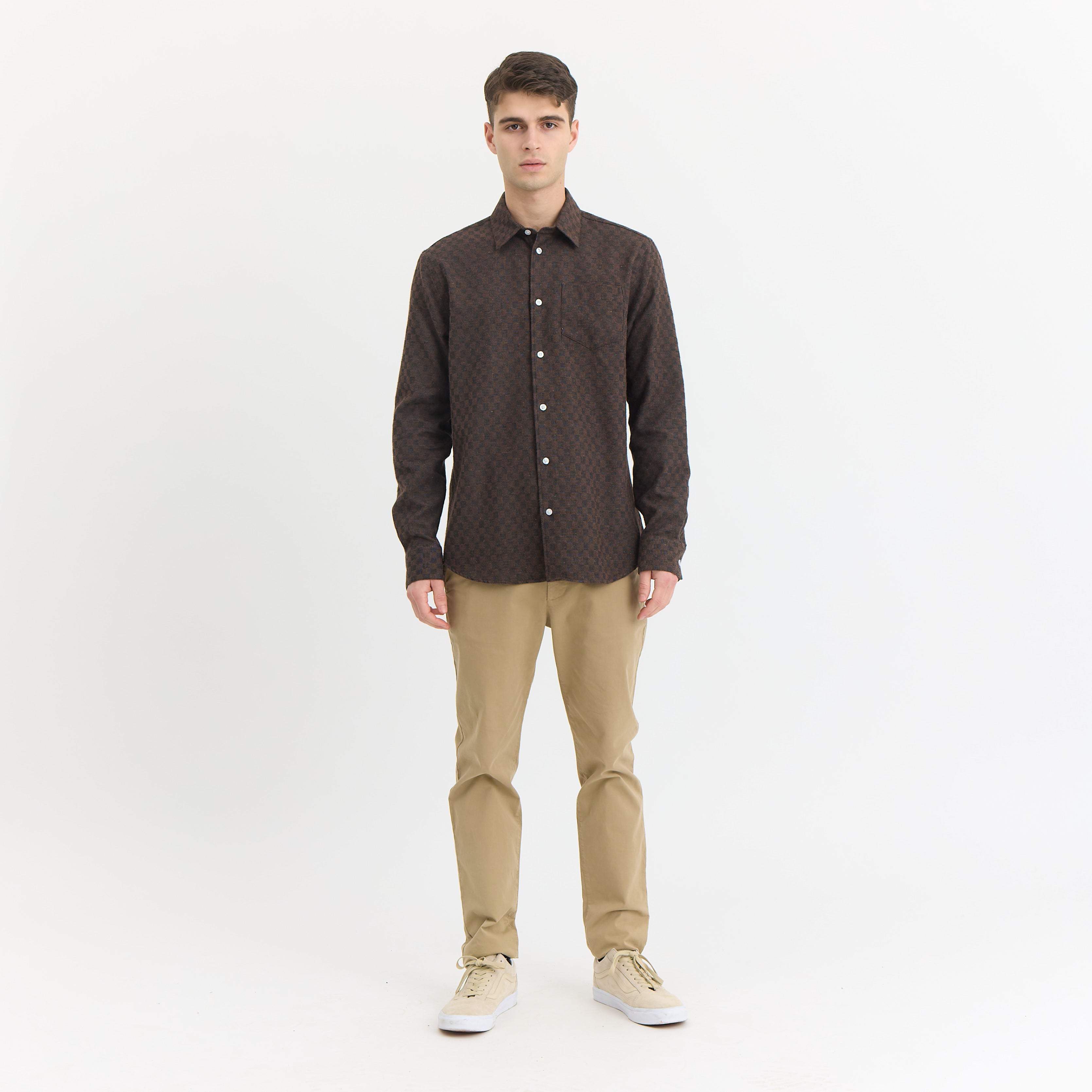 ByGarment Makers Bob Checked Shirt Premium Shirt LS 3000 Ebony Brown