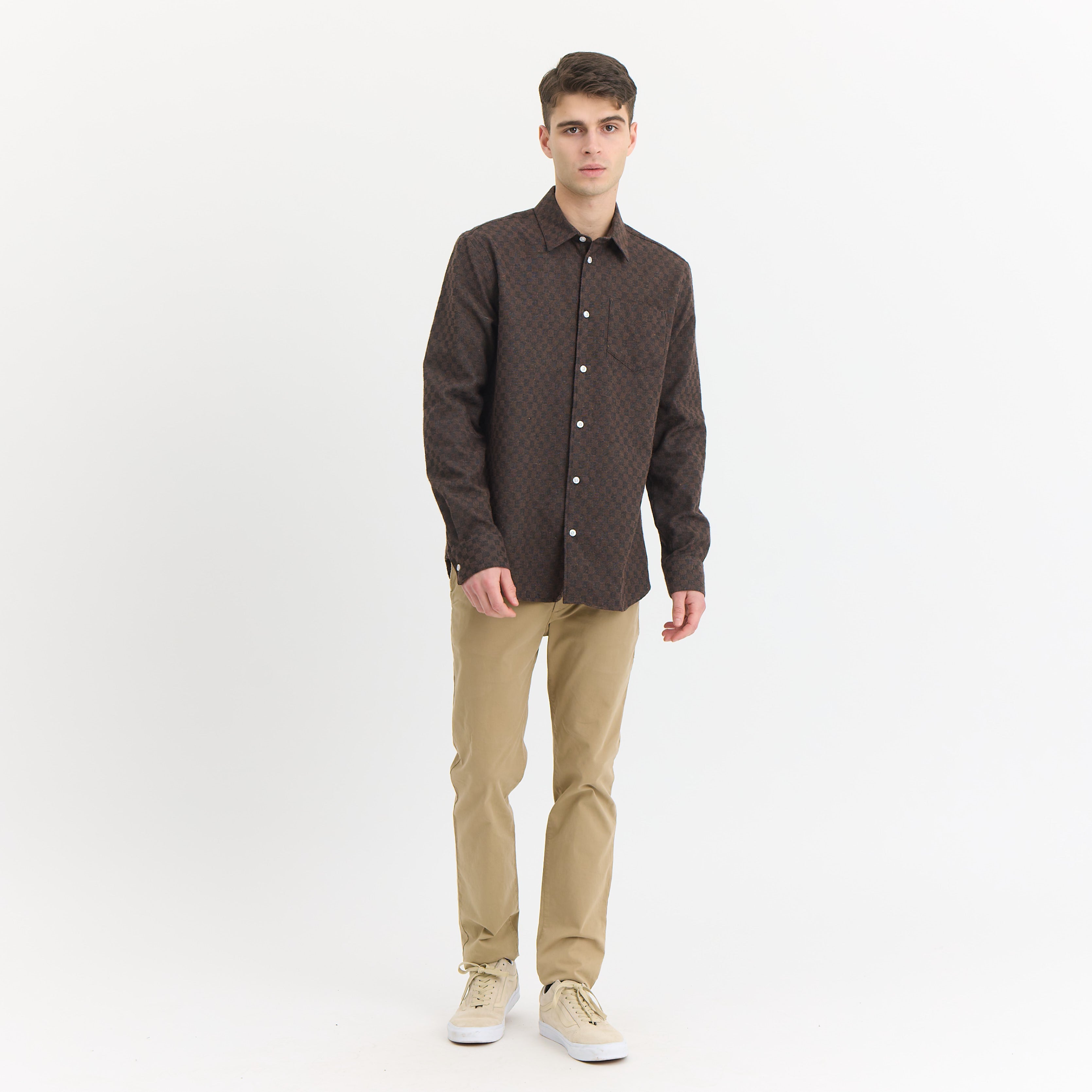 ByGarment Makers Bob Checked Shirt Premium Shirt LS 3000 Ebony Brown