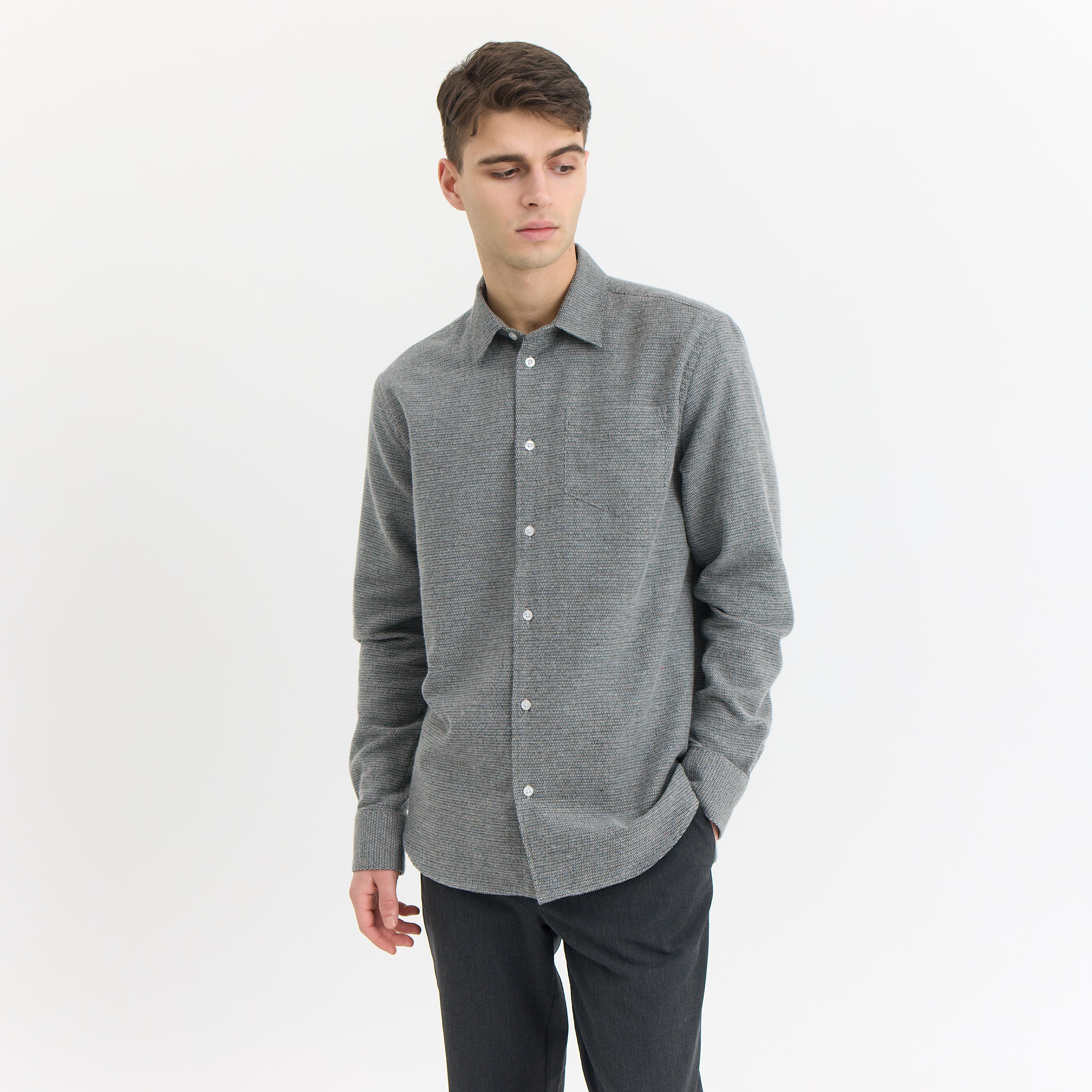 ByGarment Makers Bob Structured Shirt Premium Shirt LS 0090 Grey Melange