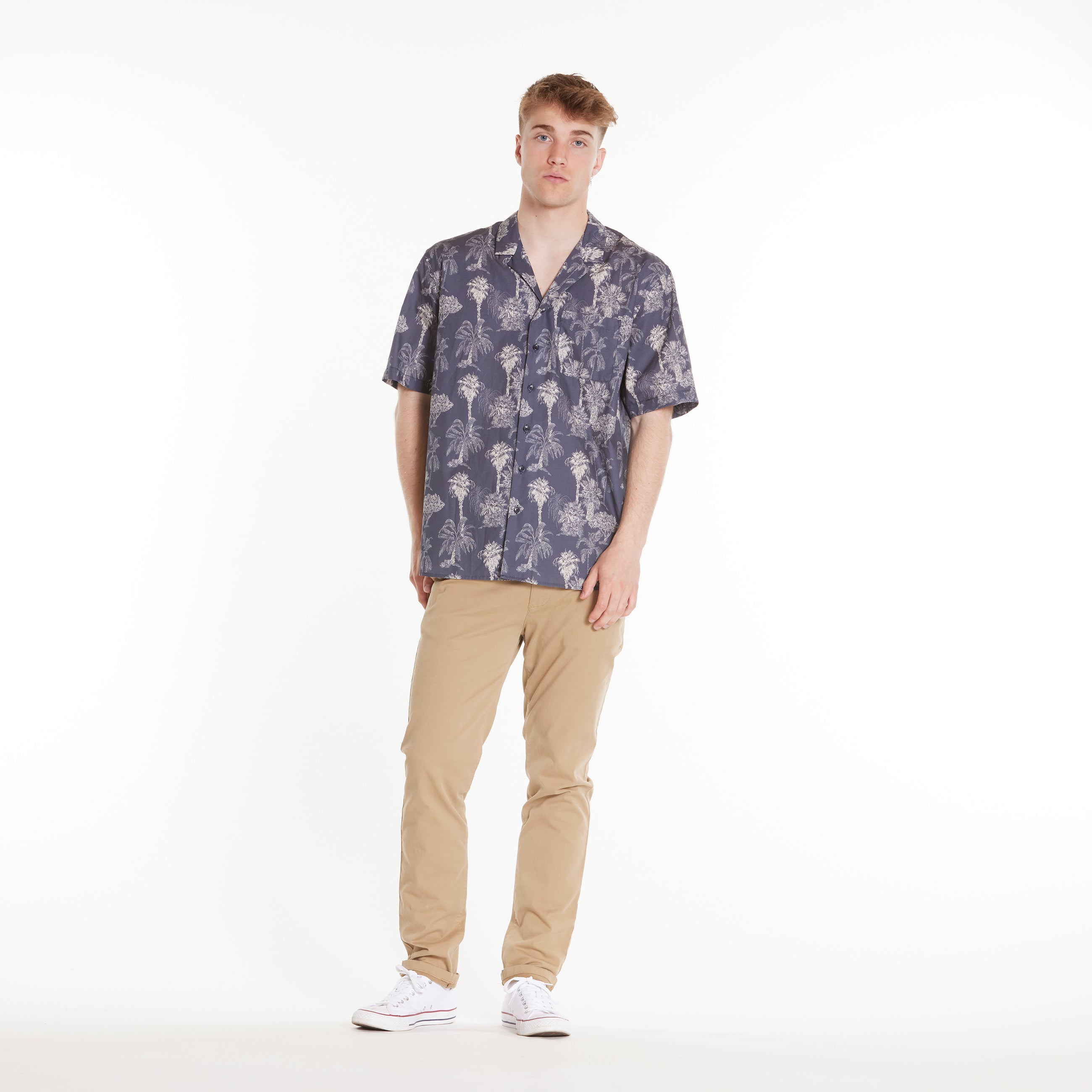 ByGarment Makers Elmer Palm SS Shirt Shirt SS 3096 Navy Blazer