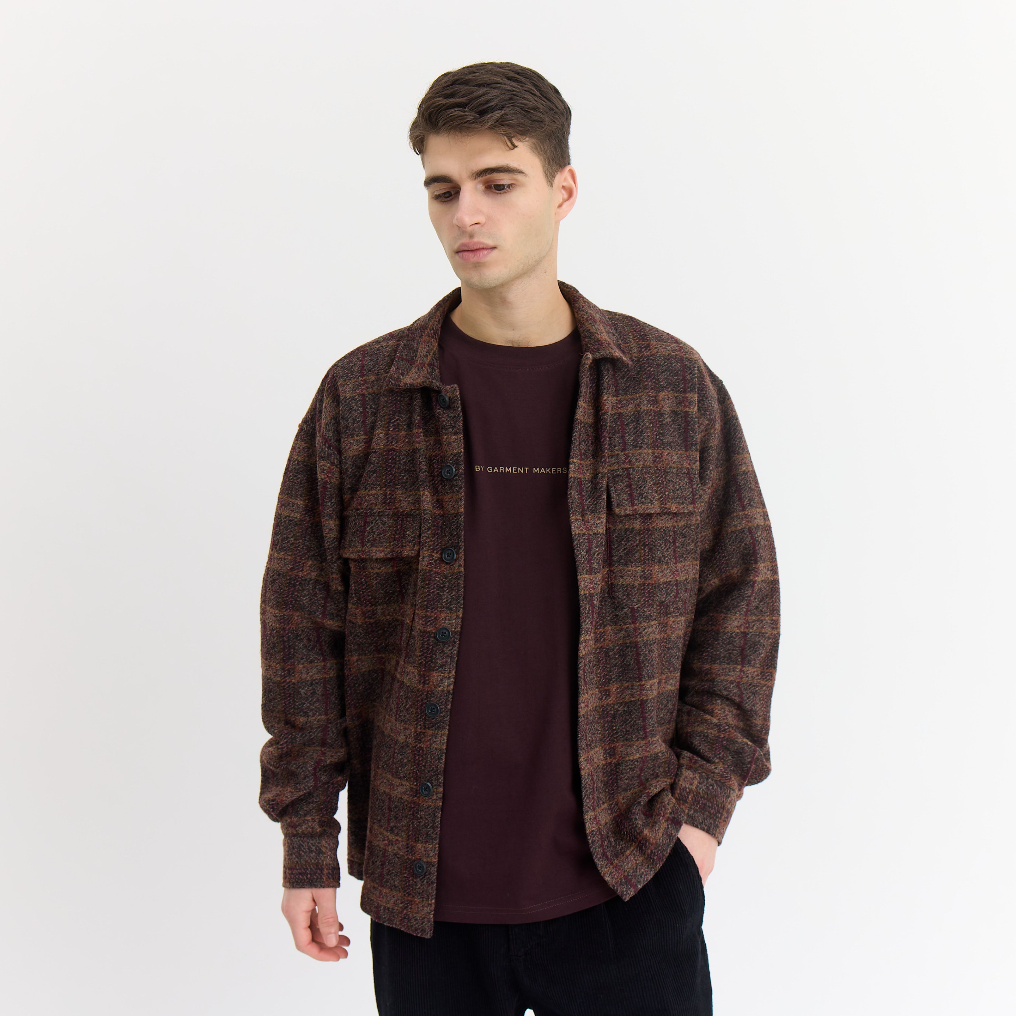 ByGarment Makers Lennox Wool Overshirt Wood - Recycled Shirt LS 3000 Ebony Brown