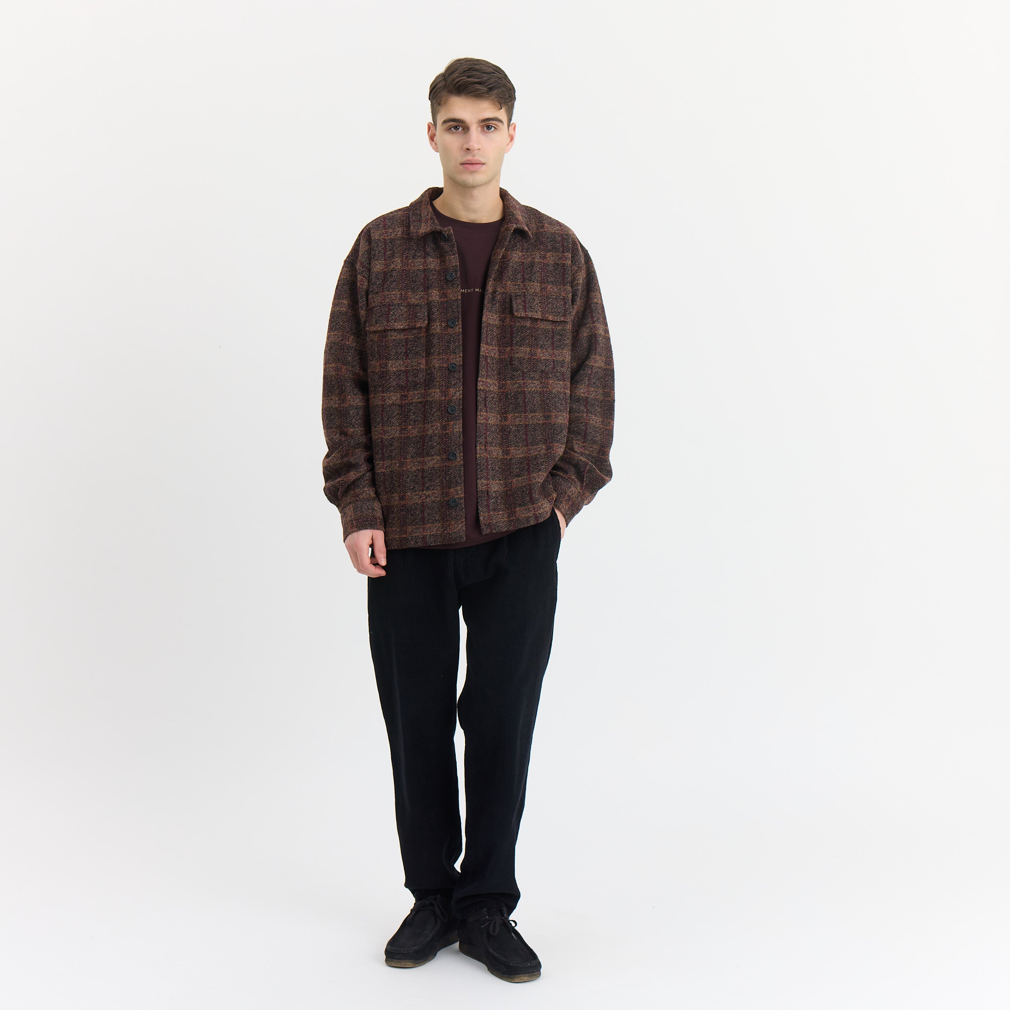 ByGarment Makers Lennox Wool Overshirt Wood - Recycled Shirt LS 3000 Ebony Brown