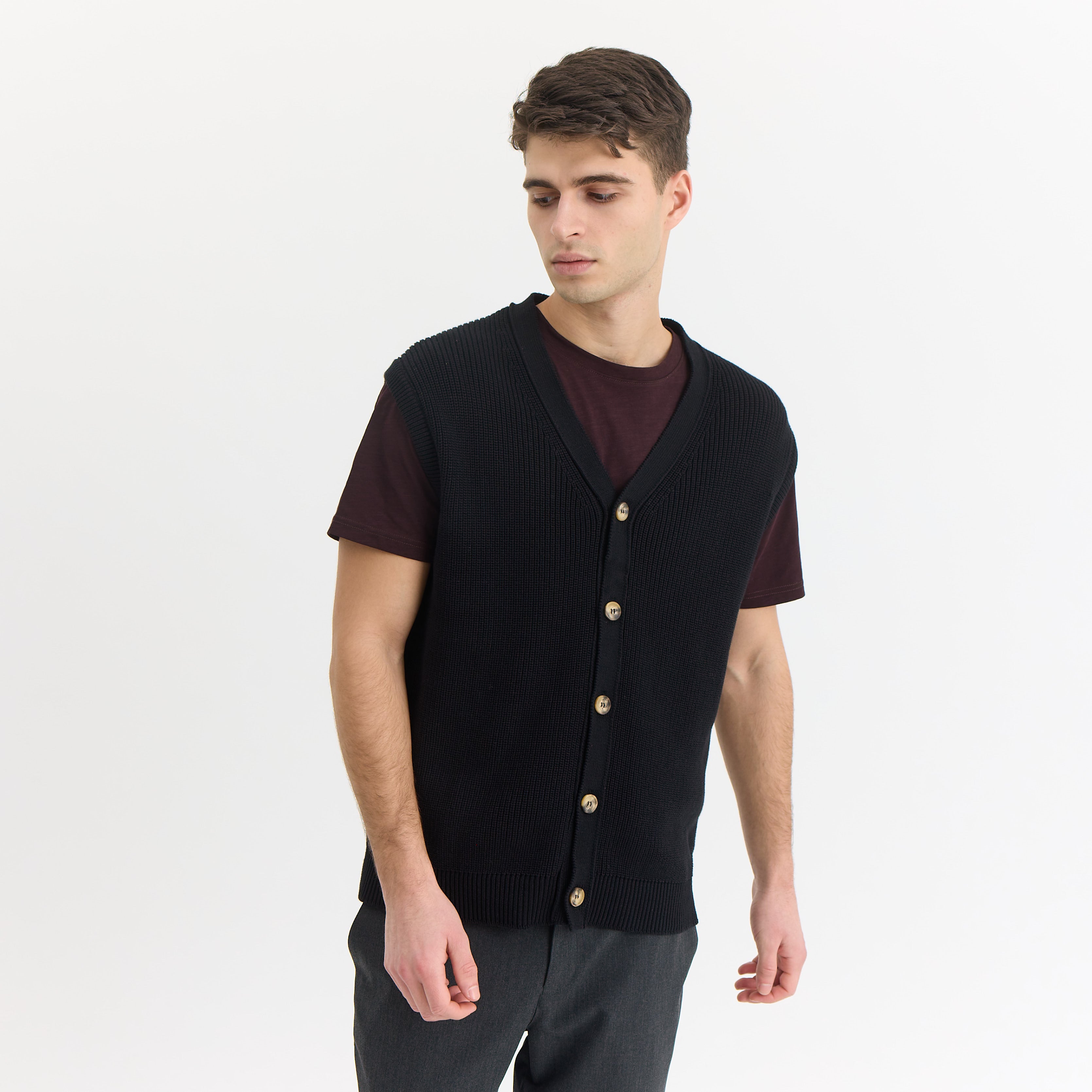 ByGarment Makers Noah Knit Vest Knit 1204 Jet Black