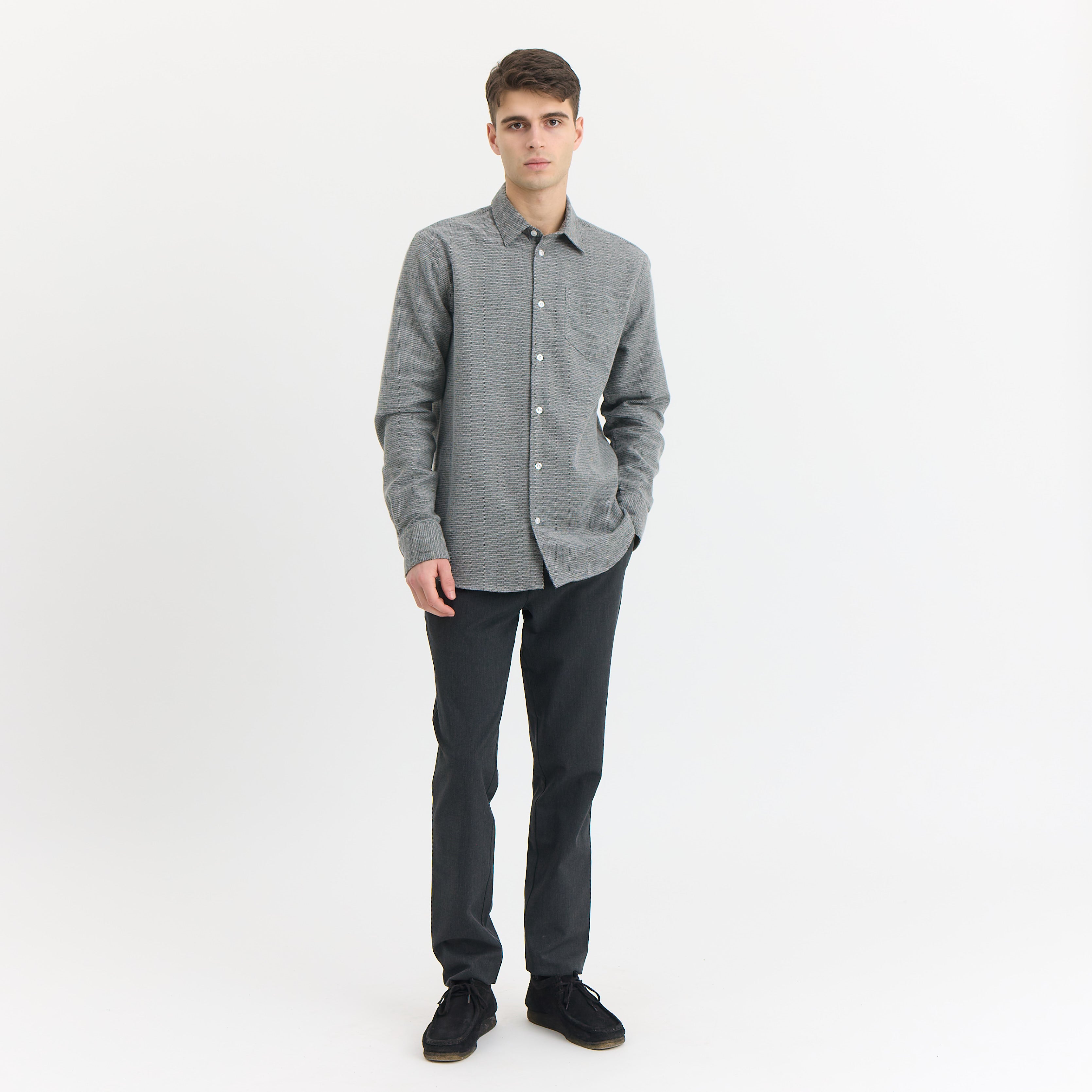 By Garment Makers Bob Structured Shirt Premium Shirt LS 0090 Grey Melange