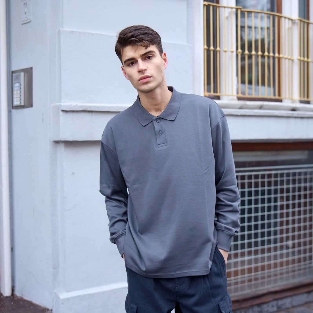 ByGarment Makers Micky Polo Sweat Polo LS 1100 Stone Grey