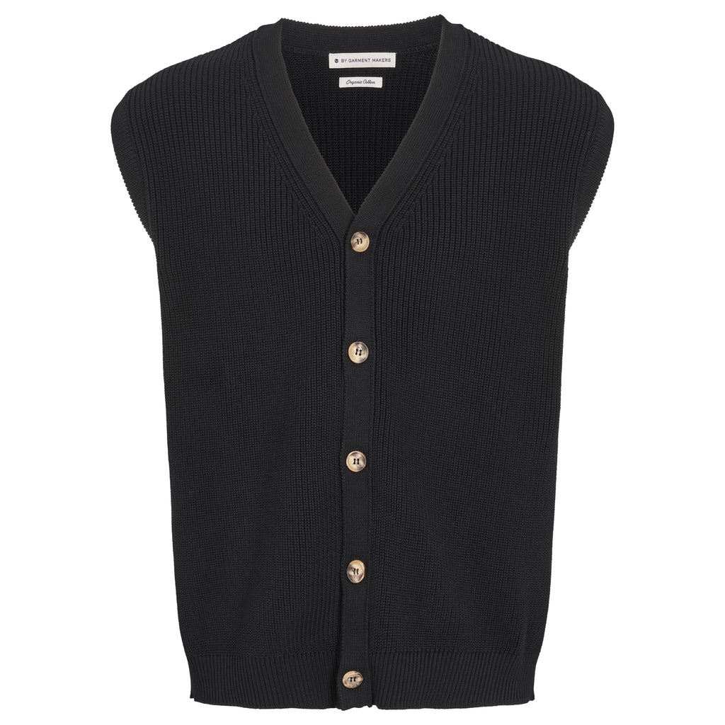 By Garment Makers Noah Knit Vest GOTS Knit 1204 Jet Black