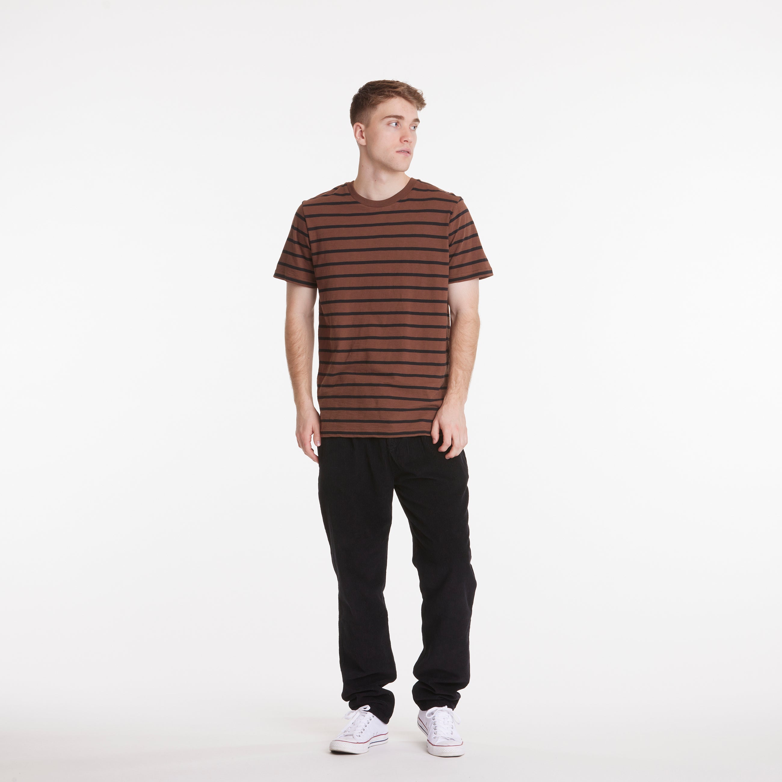 By Garment Makers Scott Striped Tee T-shirt SS 1258 Beaver