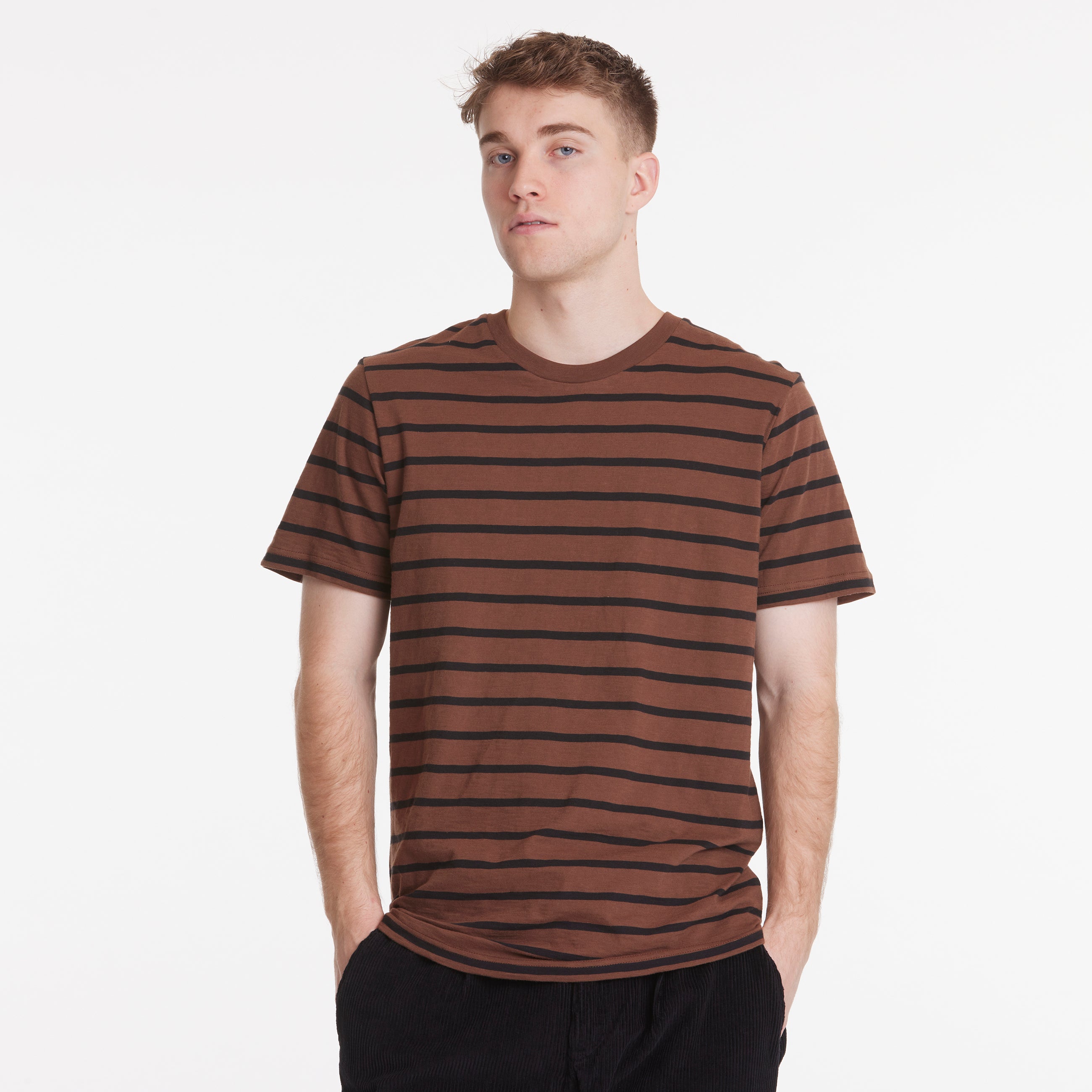By Garment Makers Scott Striped Tee GOTS T-shirt SS 1258 Beaver