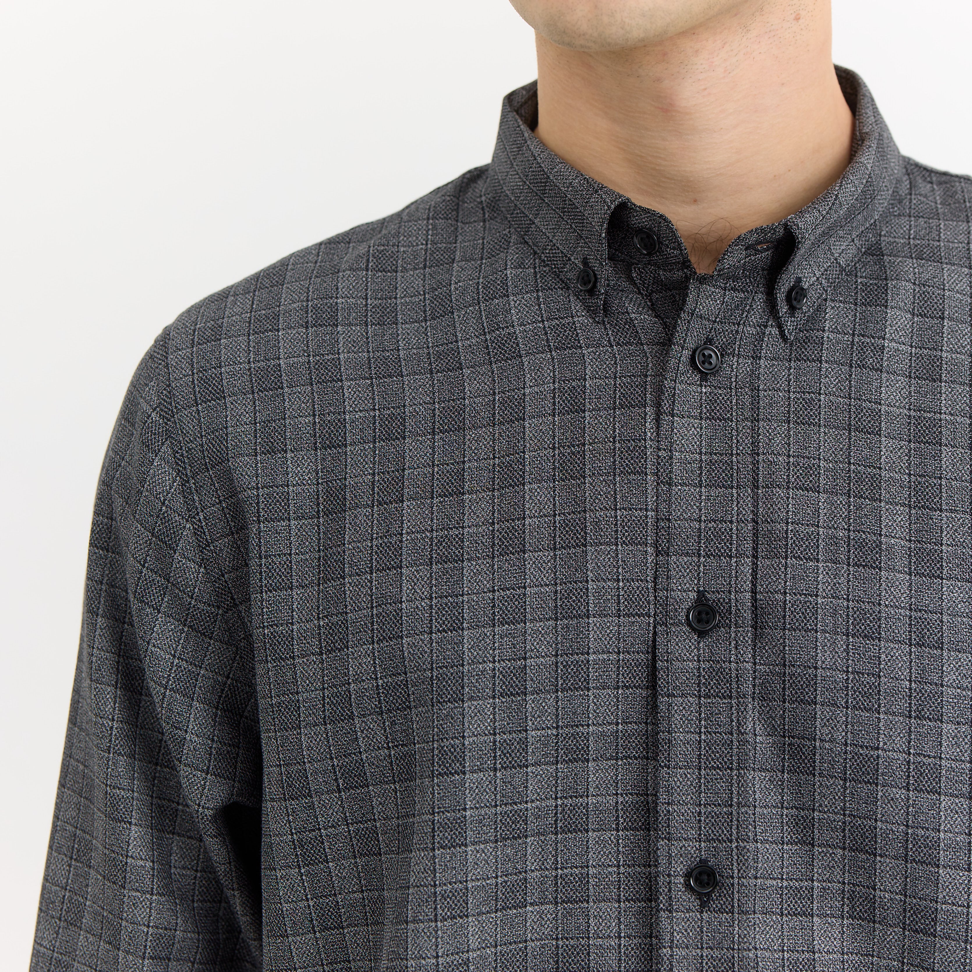 ByGarment Makers Vincent BD Checked Shirt LS 0090 Grey Melange
